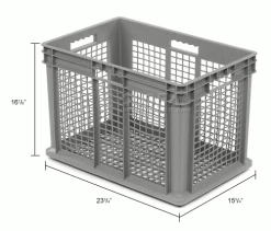 Global Industrial™ Mesh Straight Wall Container, 23-3/4"Lx15-3/4"Wx16-1/8"H, Gray - Pkg Qty 2 -Containers & Organizers Sales Store 662114 dim