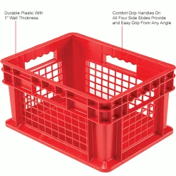 Global Industrial™ Mesh Straight Wall Container, Solid Base, 15-3/4"Lx11-3/4"Wx8-1/4"H, Red - Pkg Qty 12 -Containers & Organizers Sales Store 662119RDIN 1wco