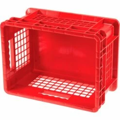 Global Industrial™ Mesh Straight Wall Container, Solid Base, 15-3/4"Lx11-3/4"Wx8-1/4"H, Red - Pkg Qty 12 -Containers & Organizers Sales Store 662119RD 02