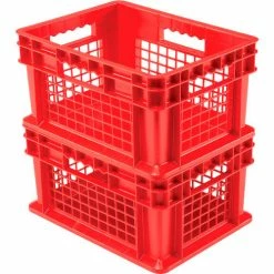 Global Industrial™ Mesh Straight Wall Container, Solid Base, 15-3/4"Lx11-3/4"Wx8-1/4"H, Red - Pkg Qty 12 -Containers & Organizers Sales Store 662119RD 03