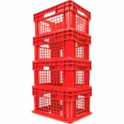 Global Industrial™ Mesh Straight Wall Container, Solid Base, 15-3/4"Lx11-3/4"Wx8-1/4"H, Red - Pkg Qty 12 -Containers & Organizers Sales Store 662119RD 04