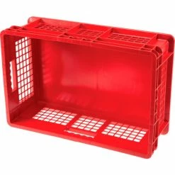 Global Industrial™ Mesh Straight Wall Container, Solid Base, 23-3/4"Lx15-3/4"Wx8-1/4"H, Red - Pkg Qty 4 -Containers & Organizers Sales Store 662120RD 02