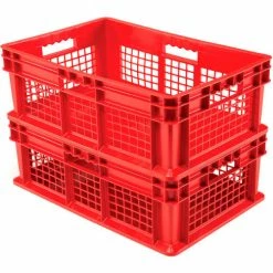 Global Industrial™ Mesh Straight Wall Container, Solid Base, 23-3/4"Lx15-3/4"Wx8-1/4"H, Red - Pkg Qty 4 -Containers & Organizers Sales Store 662120RD 03