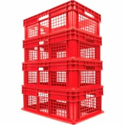 Global Industrial™ Mesh Straight Wall Container, Solid Base, 23-3/4"Lx15-3/4"Wx8-1/4"H, Red - Pkg Qty 4 -Containers & Organizers Sales Store 662120RD 04