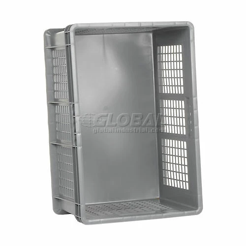 Global Industrial Mesh Straight Wall Container, Solid Base, 23-3/4"Lx15-3/4"Wx12-1/4"H, Gray - Pkg Qty 3 3 Global Industrial Mesh Straight Wall Container, Solid Base, 23-3/4"Lx15-3/4"Wx12-1/4"H, Gray - Pkg Qty 3 - Image 3