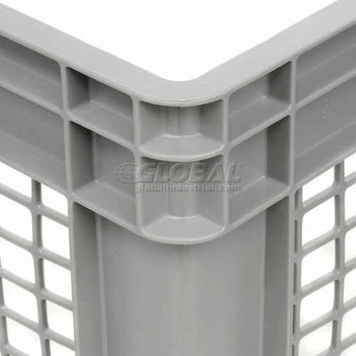 Global Industrial Mesh Straight Wall Container, Solid Base, 23-3/4"Lx15-3/4"Wx12-1/4"H, Gray - Pkg Qty 3 8 Global Industrial Mesh Straight Wall Container, Solid Base, 23-3/4"Lx15-3/4"Wx12-1/4"H, Gray - Pkg Qty 3 - Image 8