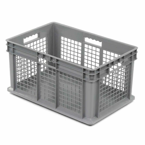 Global Industrial Mesh Straight Wall Container, Solid Base, 23-3/4"Lx15-3/4"Wx12-1/4"H, Gray - Pkg Qty 3 1 Global Industrial Mesh Straight Wall Container, Solid Base, 23-3/4"Lx15-3/4"Wx12-1/4"H, Gray - Pkg Qty 3
