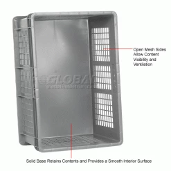 Global Industrial Mesh Straight Wall Container, Solid Base, 23-3/4"Lx15-3/4"Wx12-1/4"H, Gray - Pkg Qty 3 26 Global Industrial Mesh Straight Wall Container, Solid Base, 23-3/4"Lx15-3/4"Wx12-1/4"H, Gray - Pkg Qty 3 -Containers & Organizers Sales Store 662121 3wco