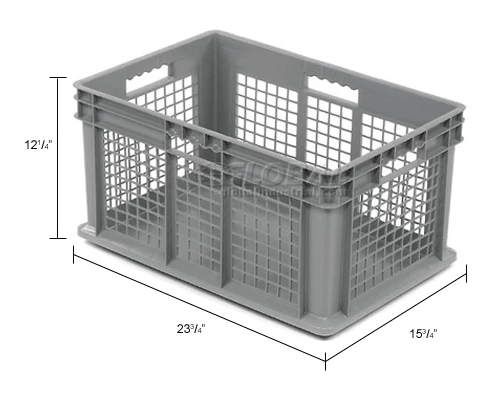 Global Industrial Mesh Straight Wall Container, Solid Base, 23-3/4"Lx15-3/4"Wx12-1/4"H, Gray - Pkg Qty 3 15 Global Industrial Mesh Straight Wall Container, Solid Base, 23-3/4"Lx15-3/4"Wx12-1/4"H, Gray - Pkg Qty 3 - Image 15
