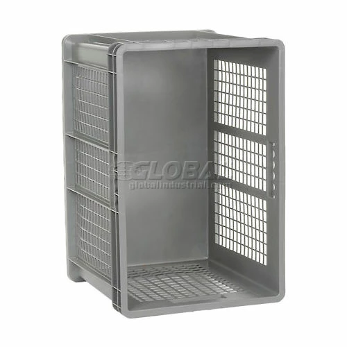 Global Industrial Mesh Straight Wall Container, Solid Base, 23-3/4"Lx 15-3/4"x16-1/8"H, Gray - Pkg Qty 2 3 Global Industrial Mesh Straight Wall Container, Solid Base, 23-3/4"Lx 15-3/4"x16-1/8"H, Gray - Pkg Qty 2 - Image 3