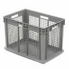 Global Industrial™ Mesh Straight Wall Container, Solid Base, 23-3/4"Lx 15-3/4"x16-1/8"H, Gray - Pkg Qty 2