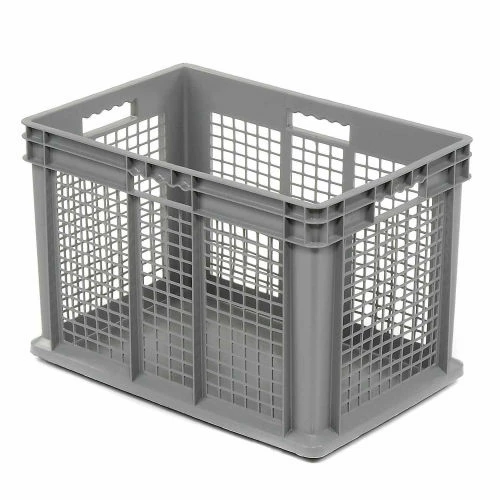 Global Industrial Mesh Straight Wall Container, Solid Base, 23-3/4"Lx 15-3/4"x16-1/8"H, Gray - Pkg Qty 2 1 Global Industrial Mesh Straight Wall Container, Solid Base, 23-3/4"Lx 15-3/4"x16-1/8"H, Gray - Pkg Qty 2