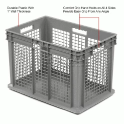 Global Industrial Mesh Straight Wall Container, Solid Base, 23-3/4"Lx 15-3/4"x16-1/8"H, Gray - Pkg Qty 2 24 Global Industrial Mesh Straight Wall Container, Solid Base, 23-3/4"Lx 15-3/4"x16-1/8"H, Gray - Pkg Qty 2 -Containers & Organizers Sales Store 662122 1wco