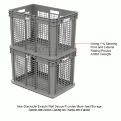 Global Industrial Mesh Straight Wall Container, Solid Base, 23-3/4"Lx 15-3/4"x16-1/8"H, Gray - Pkg Qty 2 25 Global Industrial Mesh Straight Wall Container, Solid Base, 23-3/4"Lx 15-3/4"x16-1/8"H, Gray - Pkg Qty 2 -Containers & Organizers Sales Store 662122 2wco