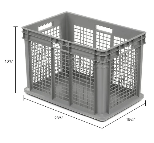 Global Industrial Mesh Straight Wall Container, Solid Base, 23-3/4"Lx 15-3/4"x16-1/8"H, Gray - Pkg Qty 2 15 Global Industrial Mesh Straight Wall Container, Solid Base, 23-3/4"Lx 15-3/4"x16-1/8"H, Gray - Pkg Qty 2 - Image 15