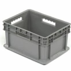 Global Industrial Solid Straight Wall Container, 15-3/4"Lx11-3/4"Wx8-1/4"H, Gray - Pkg Qty 12