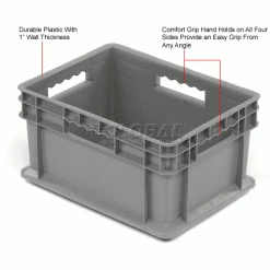 Global Industrial Solid Straight Wall Container, 15-3/4"Lx11-3/4"Wx8-1/4"H, Gray - Pkg Qty 12 -Containers & Organizers Sales Store 662123 1wco
