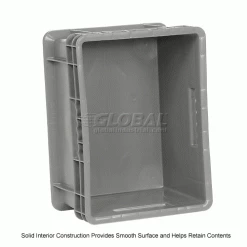 Global Industrial Solid Straight Wall Container, 15-3/4"Lx11-3/4"Wx8-1/4"H, Gray - Pkg Qty 12 -Containers & Organizers Sales Store 662123 3wco