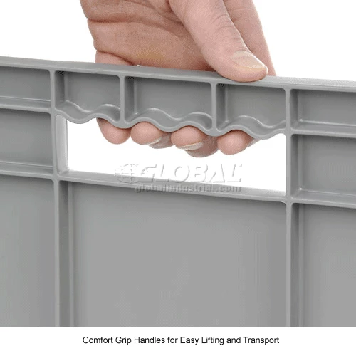 Global Industrial Solid Straight Wall Container, 23-3/4"Lx15-3/4"Wx8-1/4"H, Gray - Pkg Qty 4 13 Global Industrial Solid Straight Wall Container, 23-3/4"Lx15-3/4"Wx8-1/4"H, Gray - Pkg Qty 4 - Image 13