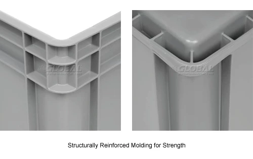 Global Industrial Solid Straight Wall Container, 23-3/4"Lx15-3/4"Wx8-1/4"H, Gray - Pkg Qty 4 14 Global Industrial Solid Straight Wall Container, 23-3/4"Lx15-3/4"Wx8-1/4"H, Gray - Pkg Qty 4 - Image 14
