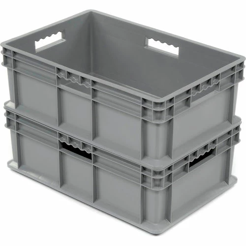 Global Industrial Solid Straight Wall Container, 23-3/4"Lx15-3/4"Wx8-1/4"H, Gray - Pkg Qty 4 5 Global Industrial Solid Straight Wall Container, 23-3/4"Lx15-3/4"Wx8-1/4"H, Gray - Pkg Qty 4 - Image 5