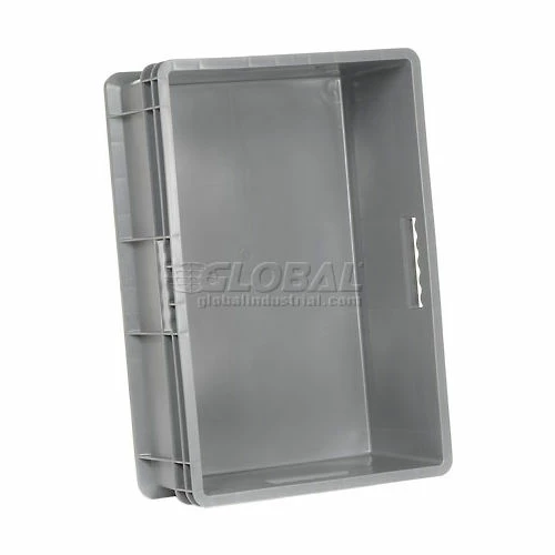 Global Industrial Solid Straight Wall Container, 23-3/4"Lx15-3/4"Wx8-1/4"H, Gray - Pkg Qty 4 3 Global Industrial Solid Straight Wall Container, 23-3/4"Lx15-3/4"Wx8-1/4"H, Gray - Pkg Qty 4 - Image 3