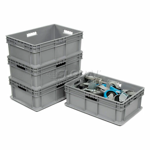 Global Industrial Solid Straight Wall Container, 23-3/4"Lx15-3/4"Wx8-1/4"H, Gray - Pkg Qty 4 6 Global Industrial Solid Straight Wall Container, 23-3/4"Lx15-3/4"Wx8-1/4"H, Gray - Pkg Qty 4 - Image 6