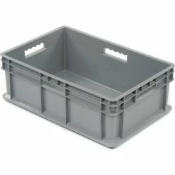 Global Industrial Solid Straight Wall Container, 23-3/4"Lx15-3/4"Wx8-1/4"H, Gray - Pkg Qty 4