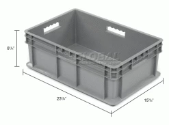 Global Industrial Solid Straight Wall Container, 23-3/4"Lx15-3/4"Wx8-1/4"H, Gray - Pkg Qty 4 29 Global Industrial Solid Straight Wall Container, 23-3/4"Lx15-3/4"Wx8-1/4"H, Gray - Pkg Qty 4 -Containers & Organizers Sales Store 662124 dim