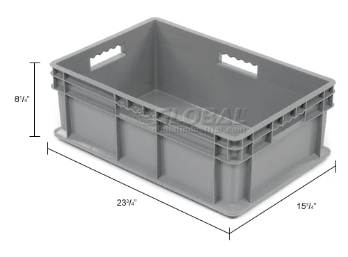 Global Industrial Solid Straight Wall Container, 23-3/4"Lx15-3/4"Wx8-1/4"H, Gray - Pkg Qty 4 15 Global Industrial Solid Straight Wall Container, 23-3/4"Lx15-3/4"Wx8-1/4"H, Gray - Pkg Qty 4 - Image 15