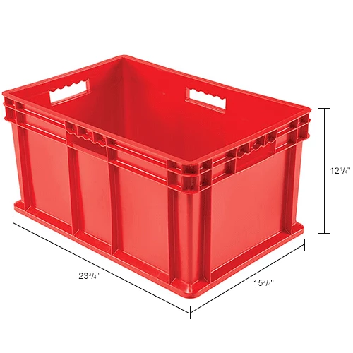 Global Industrial Solid Straight Wall Container, 23-3/4"Lx15-3/4"Wx12-1/4"H, Red - Pkg Qty 3 7 Global Industrial Solid Straight Wall Container, 23-3/4"Lx15-3/4"Wx12-1/4"H, Red - Pkg Qty 3 - Image 7
