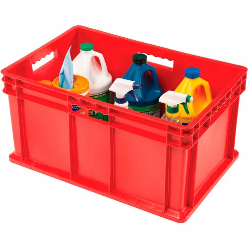 Global Industrial Solid Straight Wall Container, 23-3/4"Lx15-3/4"Wx12-1/4"H, Red - Pkg Qty 3 2 Global Industrial Solid Straight Wall Container, 23-3/4"Lx15-3/4"Wx12-1/4"H, Red - Pkg Qty 3 - Image 2