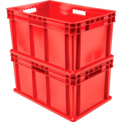 Global Industrial Solid Straight Wall Container, 23-3/4"Lx15-3/4"Wx12-1/4"H, Red - Pkg Qty 3 4 Global Industrial Solid Straight Wall Container, 23-3/4"Lx15-3/4"Wx12-1/4"H, Red - Pkg Qty 3 - Image 4