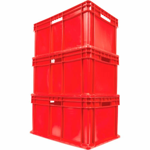 Global Industrial Solid Straight Wall Container, 23-3/4"Lx15-3/4"Wx12-1/4"H, Red - Pkg Qty 3 5 Global Industrial Solid Straight Wall Container, 23-3/4"Lx15-3/4"Wx12-1/4"H, Red - Pkg Qty 3 - Image 5