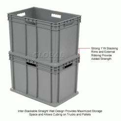 Global Industrial™ Solid Straight Wall Container, 23-3/4"Lx15-3/4"Wx16-1/8"H, Gray - Pkg Qty 2 -Containers & Organizers Sales Store 662126 2wco