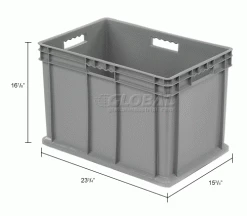 Global Industrial™ Solid Straight Wall Container, 23-3/4"Lx15-3/4"Wx16-1/8"H, Gray - Pkg Qty 2 -Containers & Organizers Sales Store 662126 dim
