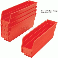 Akro-Mils Plastic Nesting Storage Shelf Bin 30110 - 2-3/4"W x 11-5/8"D x 4"H Red - Pkg Qty 24 -Containers & Organizers Sales Store 752355RD 2wco