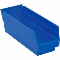 Akro-Mils Plastic Nesting Storage Shelf Bin 30124 - 4-1/8"W x 23-5/8"D x 4"H Blue - Pkg Qty 12