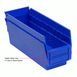 Akro-Mils Plastic Nesting Storage Shelf Bin 30124 - 4-1/8"W x 23-5/8"D x 4"H Blue - Pkg Qty 12 34 Akro-Mils Plastic Nesting Storage Shelf Bin 30124 - 4-1/8"W x 23-5/8"D x 4"H Blue - Pkg Qty 12 -Containers & Organizers Sales Store 752356BL 3wco