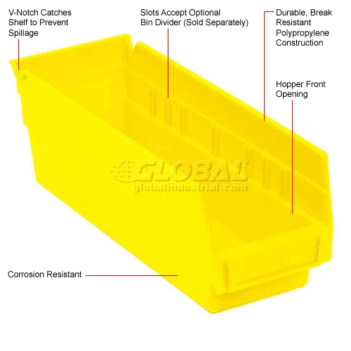 Akro-Mils Plastic Nesting Storage Shelf Bin 30120 - 4-1/8"W x 11-5/8"D x 4"H Yellow - Pkg Qty 24 15 Akro-Mils Plastic Nesting Storage Shelf Bin 30120 - 4-1/8"W x 11-5/8"D x 4"H Yellow - Pkg Qty 24 - Image 15