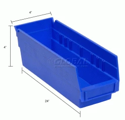 Akro-Mils Plastic Nesting Storage Shelf Bin 30124 - 4-1/8"W x 23-5/8"D x 4"H Blue - Pkg Qty 12 35 Akro-Mils Plastic Nesting Storage Shelf Bin 30124 - 4-1/8"W x 23-5/8"D x 4"H Blue - Pkg Qty 12 -Containers & Organizers Sales Store 752358BL dim