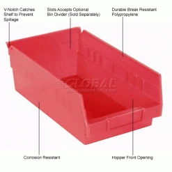 Akro-Mils Plastic Nesting Storage Shelf Bin 30150 - 8-3/8"W x 11-5/8"D x 4"H Red - Pkg Qty 12 38 Akro-Mils Plastic Nesting Storage Shelf Bin 30150 - 8-3/8"W x 11-5/8"D x 4"H Red - Pkg Qty 12 -Containers & Organizers Sales Store 752359RD 1wco