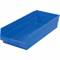 Akro-Mils Plastic Nesting Storage Shelf Bin 30158 - 8-3/8"W x 17-7/8"D x 4"H Blue - Pkg Qty 12