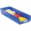 Akro-Mils Plastic Nesting Storage Shelf Bin 30184 - 8-3/8"W x 23-5/8"D x 4"H Blue - Pkg Qty 6