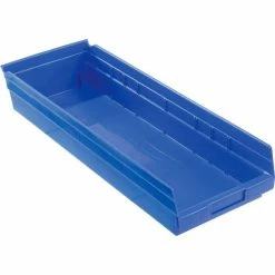 Akro-Mils Plastic Nesting Storage Shelf Bin 30184 - 8-3/8"W x 23-5/8"D x 4"H Blue - Pkg Qty 6 -Containers & Organizers Sales Store 752364BL 04