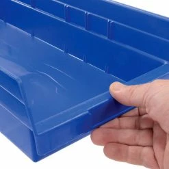 Akro-Mils Plastic Nesting Storage Shelf Bin 30184 - 8-3/8"W x 23-5/8"D x 4"H Blue - Pkg Qty 6 -Containers & Organizers Sales Store 752364BL 06