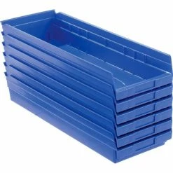 Akro-Mils Plastic Nesting Storage Shelf Bin 30184 - 8-3/8"W x 23-5/8"D x 4"H Blue - Pkg Qty 6 -Containers & Organizers Sales Store 752364BL 08
