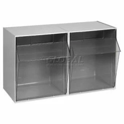 Quantum Storage Systems Quantum Tip Out Storage Bin QTB302 - 2 Compartments Gray -Containers & Organizers Sales Store 752384GY 02