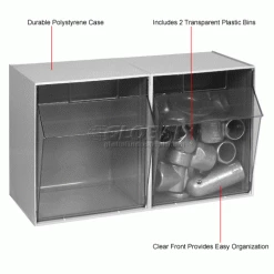Quantum Storage Systems Quantum Tip Out Storage Bin QTB302 - 2 Compartments Gray -Containers & Organizers Sales Store 752384GY 1wco