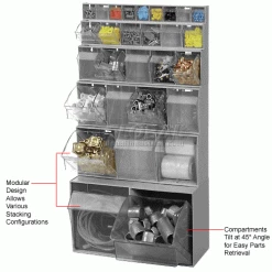Quantum Storage Systems Quantum Tip Out Storage Bin QTB302 - 2 Compartments Gray -Containers & Organizers Sales Store 752384GY 3wco